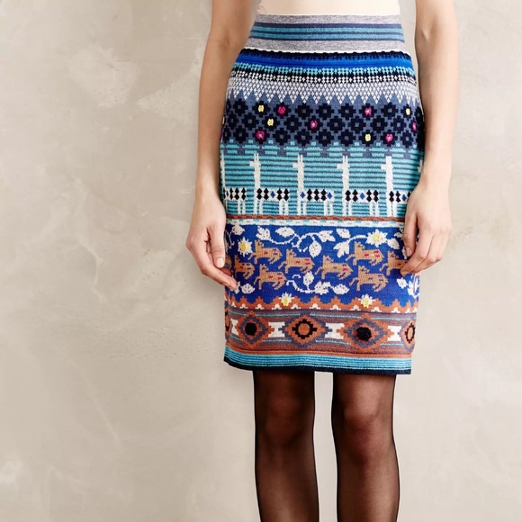 Anthropologie Llama Line Sweater Skirt Size S - Picture 1 of 7